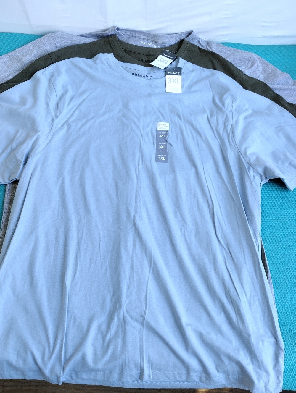 NEW Primark Men's Set Of 3 T-shirts Crew Neck Tailor Fit - 3XL